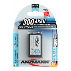 ANSMANN Piles 6F22 9V 300 mAh NiMH rechargeables (lot de 4)