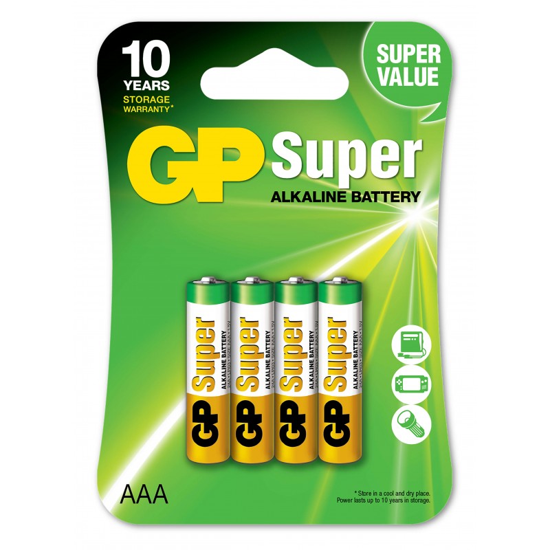 Pile alcaline GP Super 1,5V LR03 AAA Blister 4
